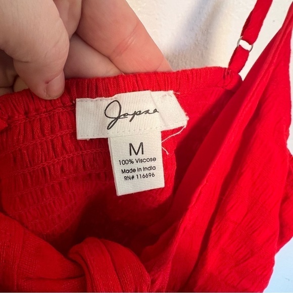 Japna Red Tank Top Faux Button Tie Front - Picture 9 of 10